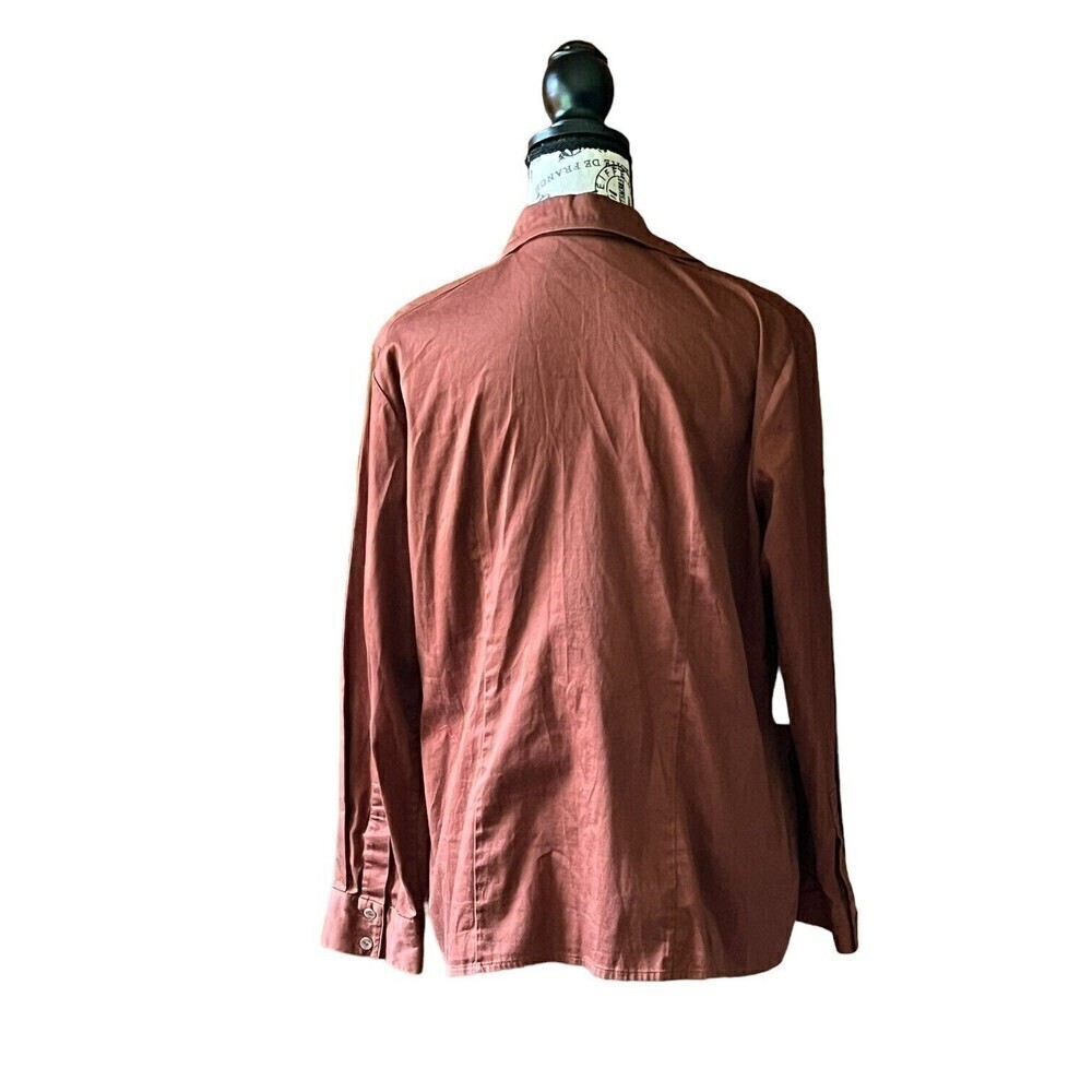 Chico’s Additions Chocolate Brown Button Up Blouse 2 L Boho Lagenlook Modest - Picture 5 of 10